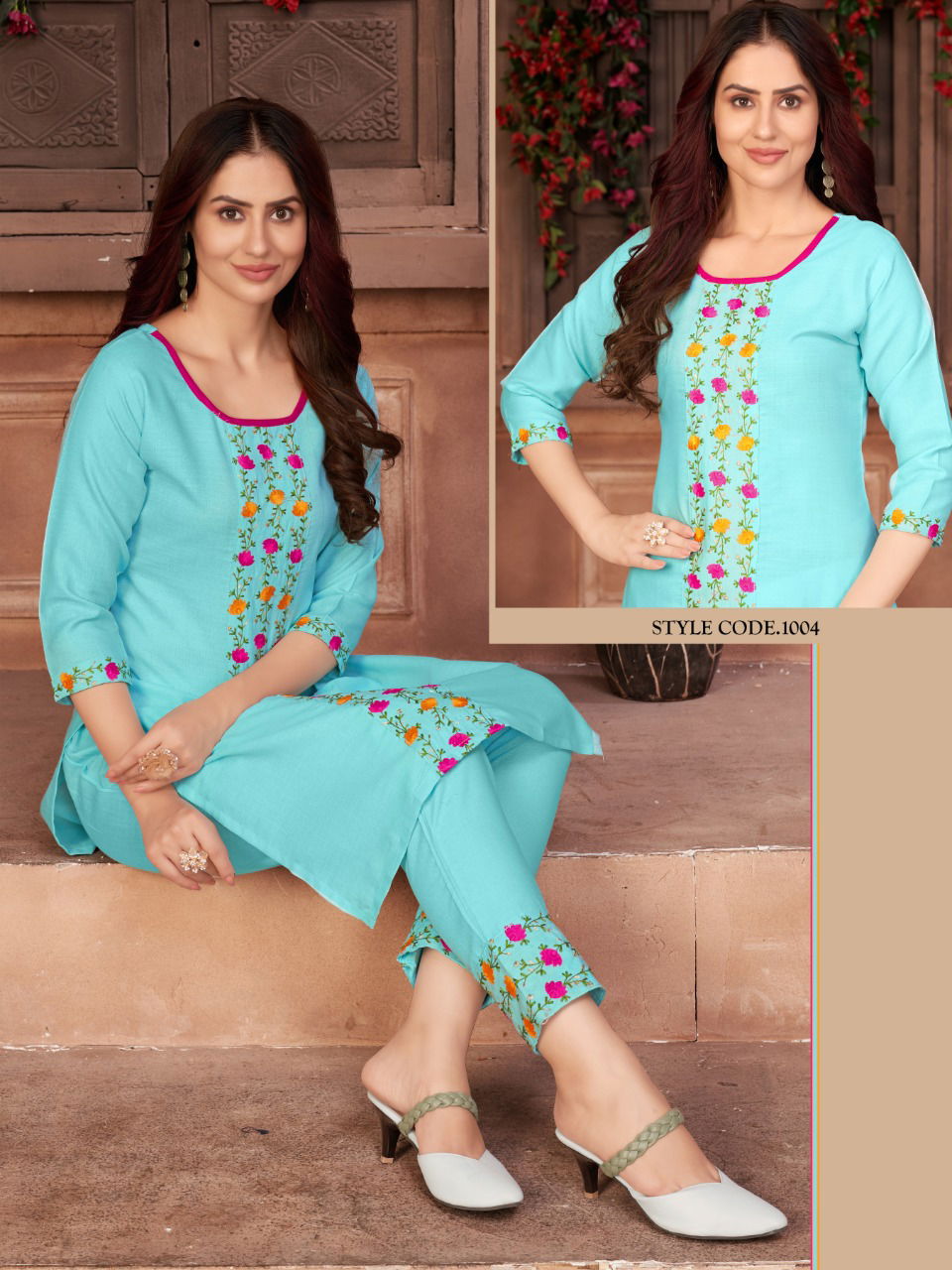 The Womens Thread Amanat Ethnic Wear Rayon Designer Kurti With Bottom Collection